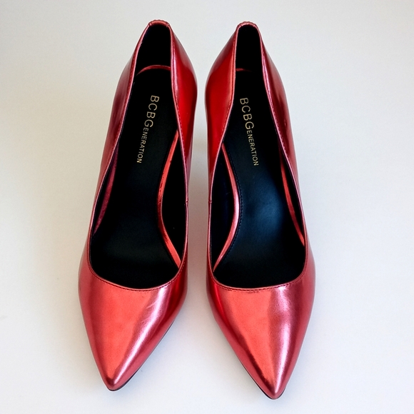 Gorgeous BCBGeneration Metallic Chrome Red 3" Heels 7.5 - Picture 11 of 12